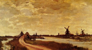  Wind Canvas - Windmills at Haaldersbroek Zaandam Claude Monet